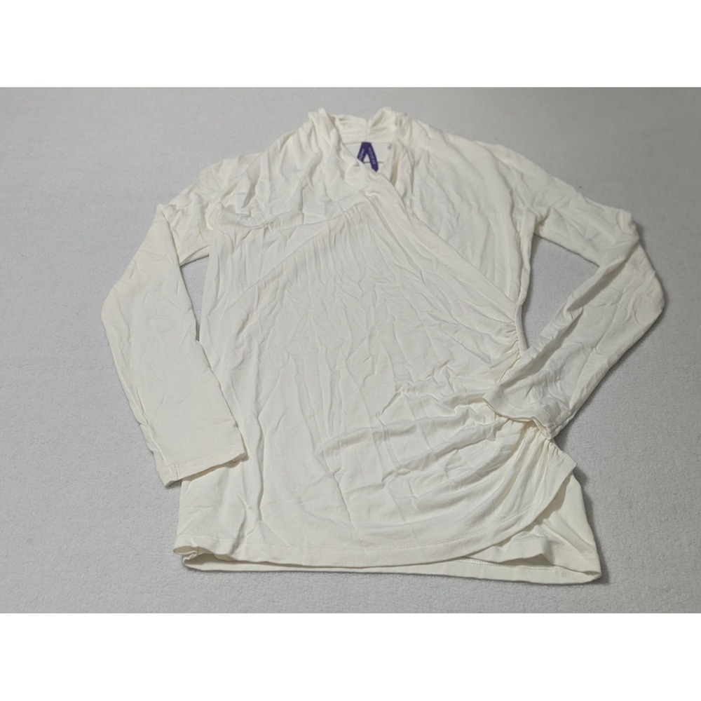 Seraphine Top Sz‎ 2 White NursIng Maternity Cross Over Long Sleeve Classic Shirt